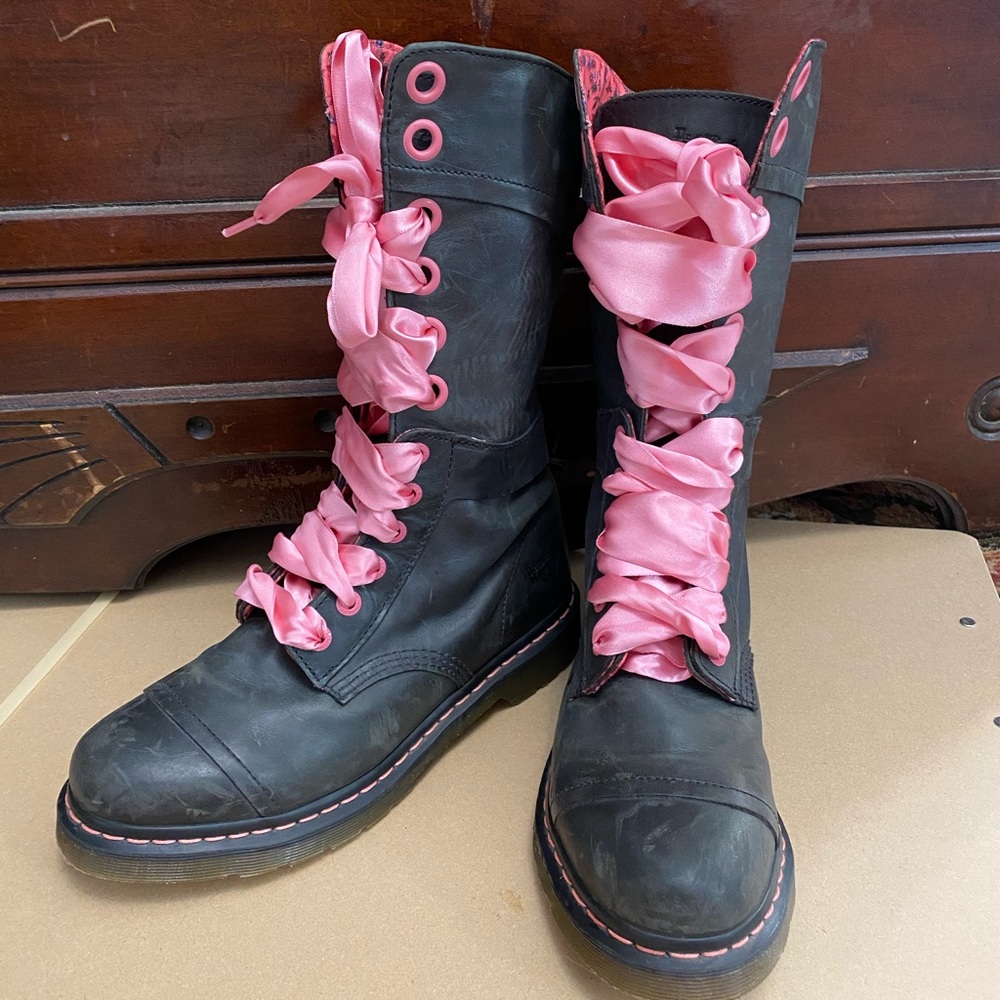 DrMartens tall floral lined boots